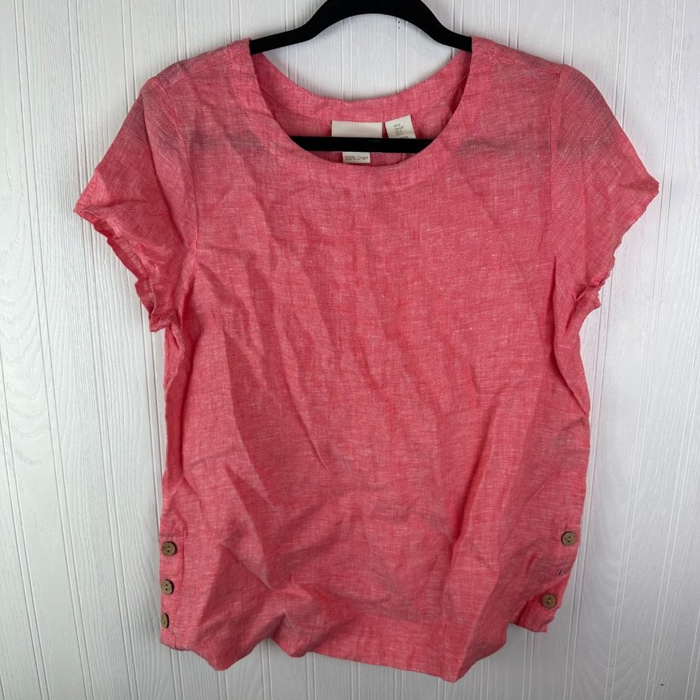 Cynthial Rowley‎ Pink short sleeve 100% linen top short sleeve size small